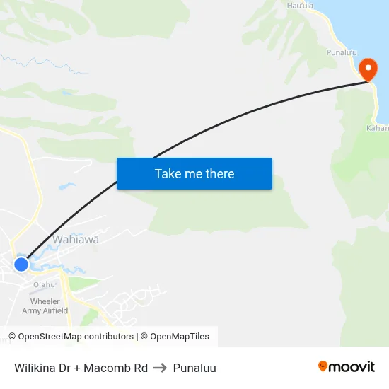 Wilikina Dr + Macomb Rd to Punaluu map