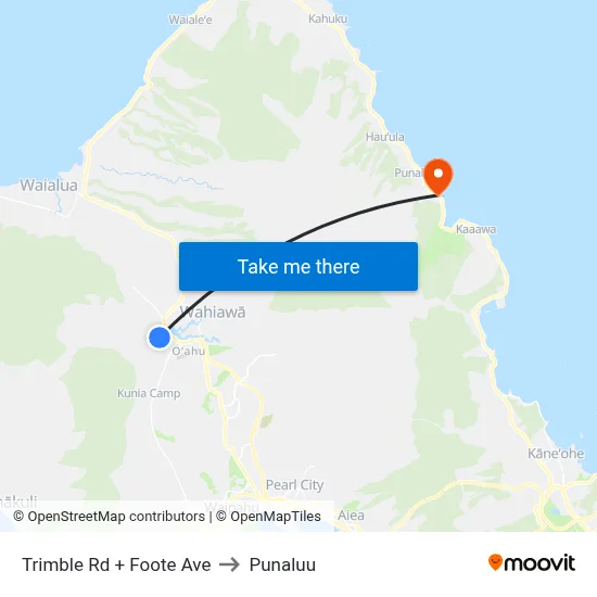 Trimble Rd + Foote Ave to Punaluu map