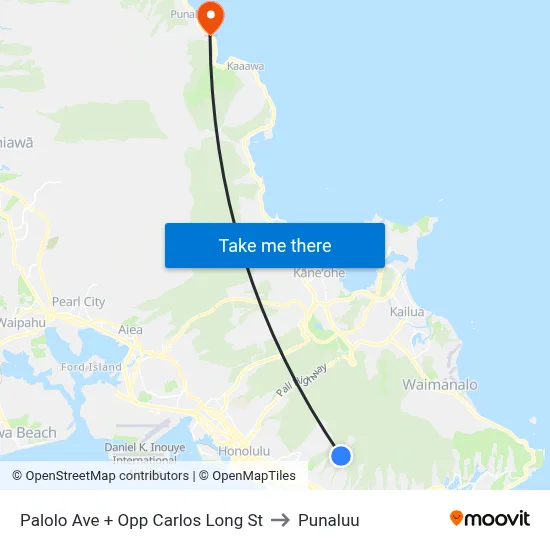 Palolo Ave + Opp Carlos Long St to Punaluu map
