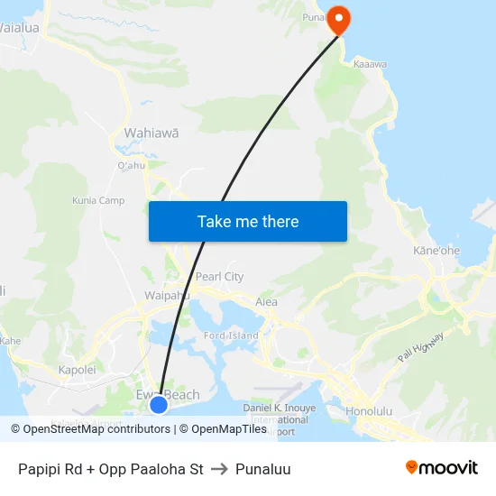 Papipi Rd + Opp Paaloha St to Punaluu map
