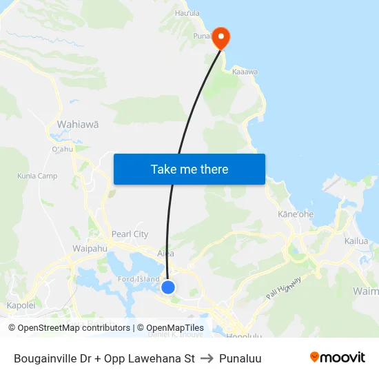 Bougainville Dr + Opp Lawehana St to Punaluu map