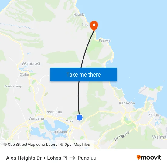 Aiea Heights Dr + Lohea Pl to Punaluu map