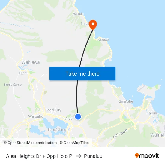 Aiea Heights Dr + Opp Holo Pl to Punaluu map