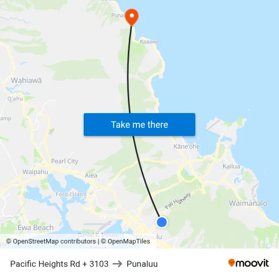 Pacific Heights Rd + 3103 to Punaluu map