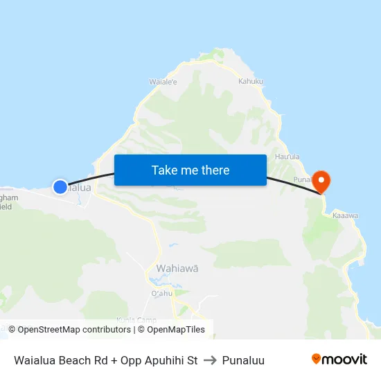 Waialua Beach Rd + Opp Apuhihi St to Punaluu map
