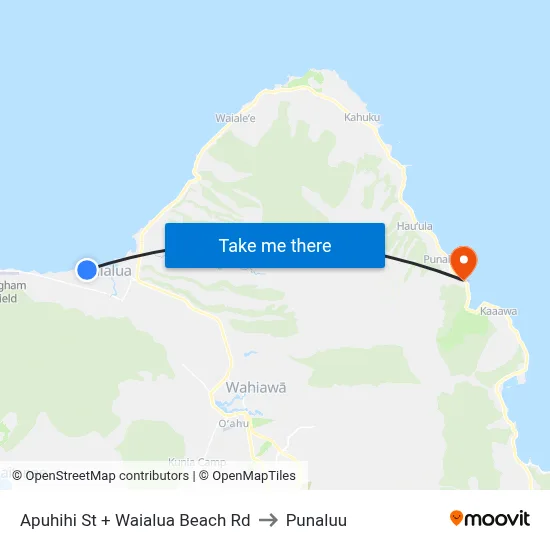Apuhihi St + Waialua Beach Rd to Punaluu map