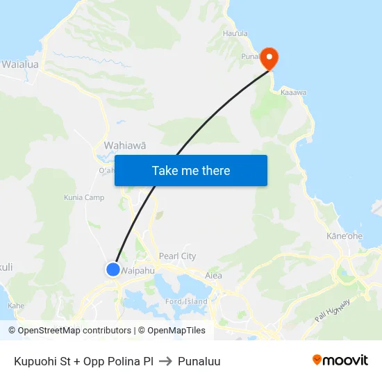 Kupuohi St + Opp Polina Pl to Punaluu map