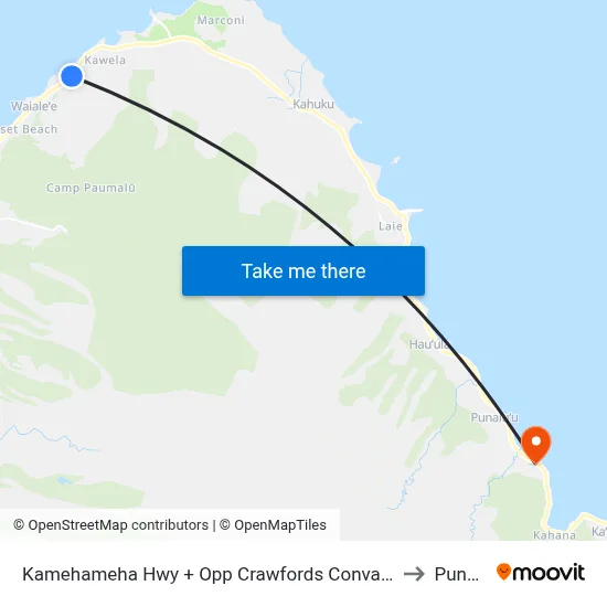 Kamehameha Hwy + Opp Crawfords Convalescent Home to Punaluu map