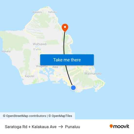Saratoga Rd + Kalakaua Ave to Punaluu map