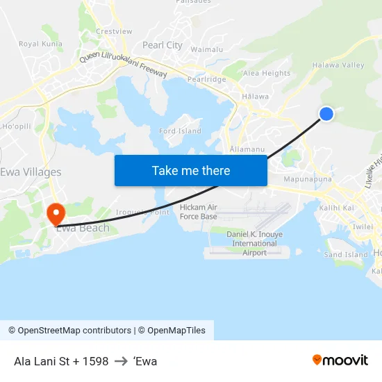Ala Lani St + 1598 to ‘Ewa map