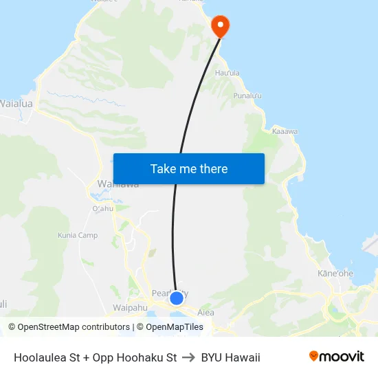 Hoolaulea St + Opp Hoohaku St to BYU Hawaii map