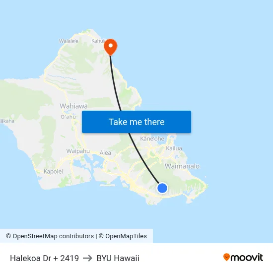 Halekoa Dr + 2419 to BYU Hawaii map