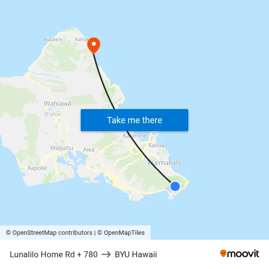 Lunalilo Home Rd + 780 to BYU Hawaii map