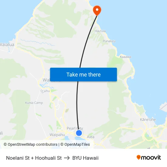 Noelani St + Hoohuali St to BYU Hawaii map
