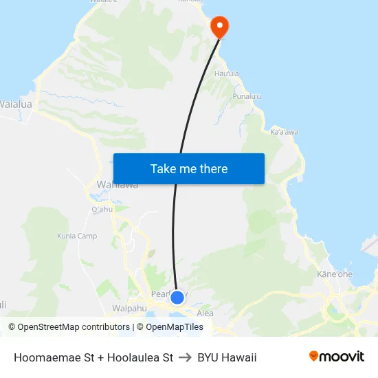 Hoomaemae St + Hoolaulea St to BYU Hawaii map