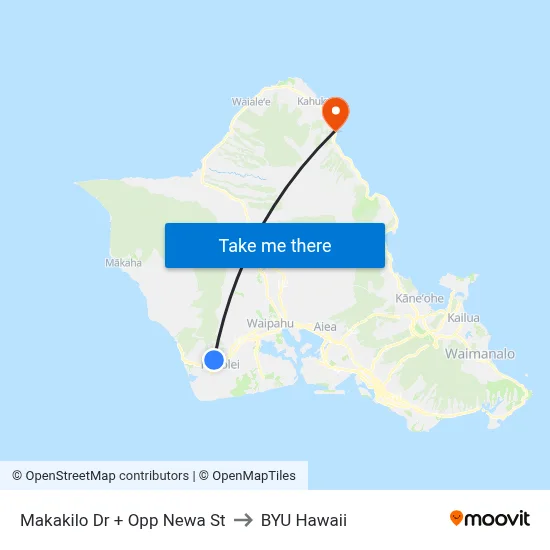 Makakilo Dr + Opp Newa St to BYU Hawaii map