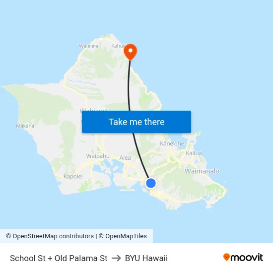 School St + Old Palama St to BYU Hawaii map