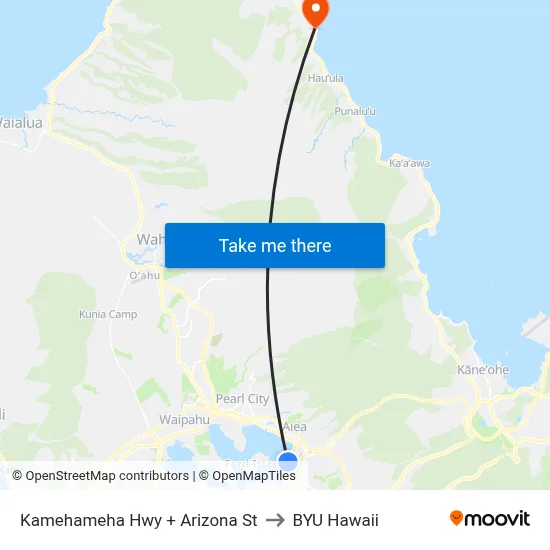 Kamehameha Hwy + Arizona St to BYU Hawaii map