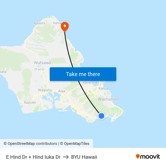 E Hind Dr + Hind Iuka Dr to BYU Hawaii map