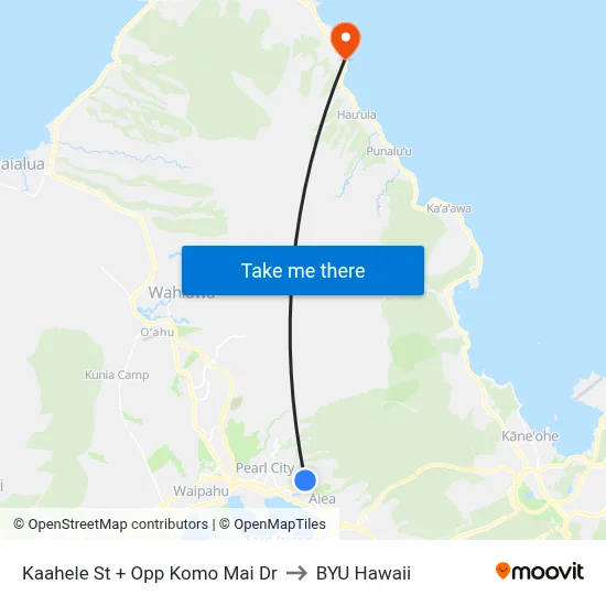 Kaahele St + Opp Komo Mai Dr to BYU Hawaii map