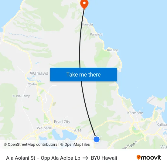 Ala Aolani St + Opp Ala Aoloa Lp to BYU Hawaii map