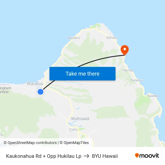 Kaukonahua Rd + Opp Hukilau Lp to BYU Hawaii map