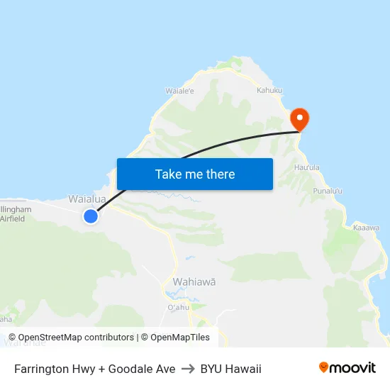 Farrington Hwy + Goodale Ave to BYU Hawaii map