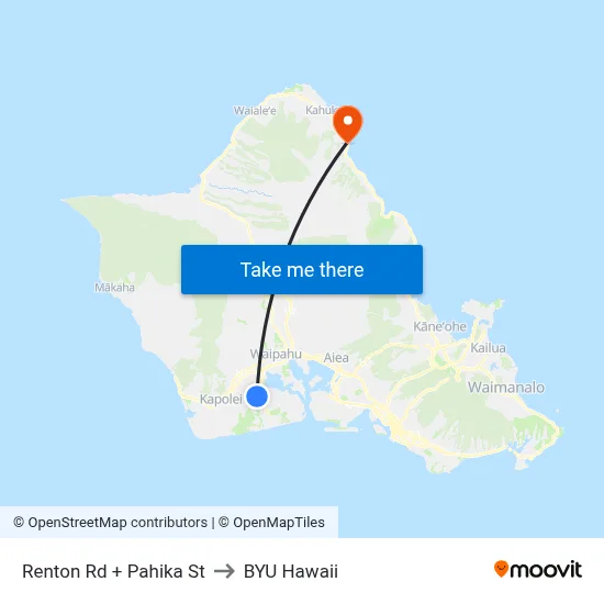 Renton Rd + Pahika St to BYU Hawaii map