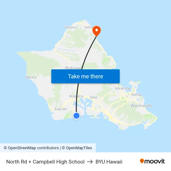 North Rd + Campbell High School to BYU Hawaii map