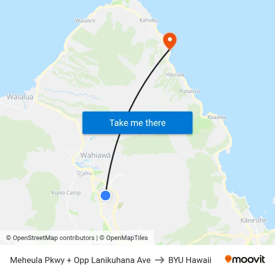 Meheula Pkwy + Opp Lanikuhana Ave to BYU Hawaii map