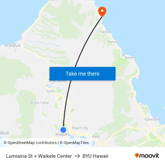Lumiaina St + Waikele Center to BYU Hawaii map