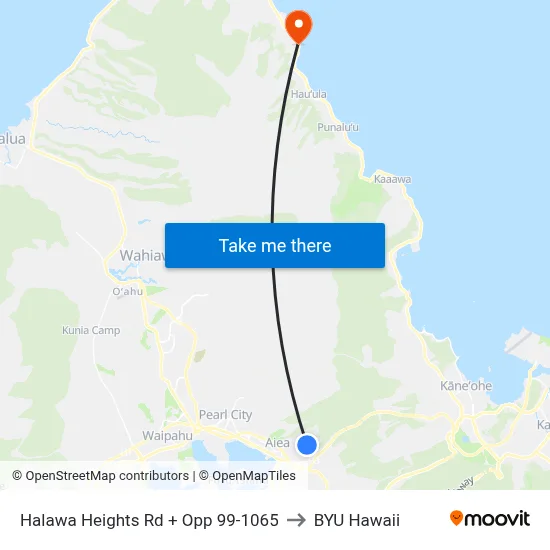 Halawa Heights Rd + Opp 99-1065 to BYU Hawaii map