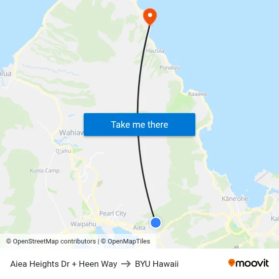 Aiea Heights Dr + Heen Way to BYU Hawaii map