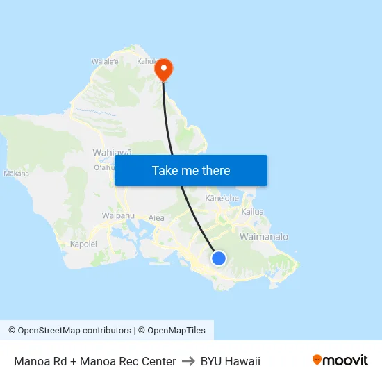 Manoa Rd + Manoa Rec Center to BYU Hawaii map