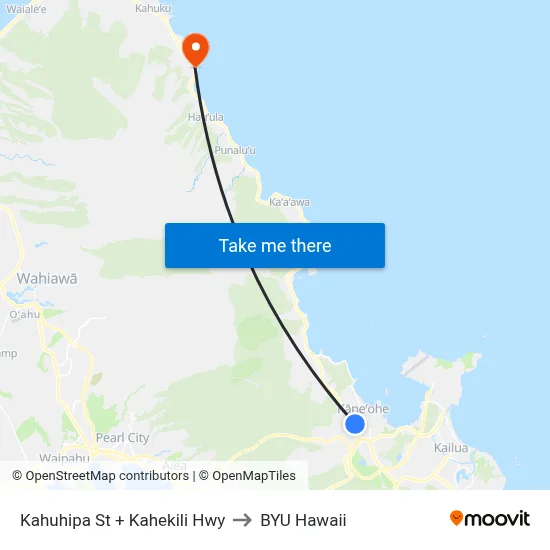 Kahuhipa St + Kahekili Hwy to BYU Hawaii map