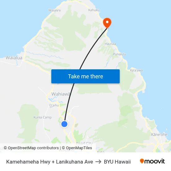 Kamehameha Hwy + Lanikuhana Ave to BYU Hawaii map