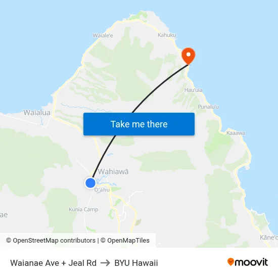 Waianae Ave + Jeal Rd to BYU Hawaii map