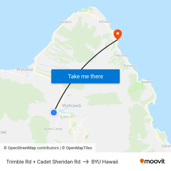 Trimble Rd + Cadet Sheridan Rd to BYU Hawaii map