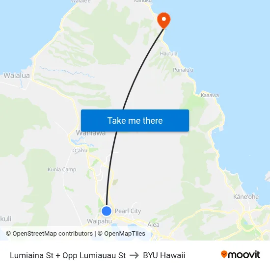 Lumiaina St + Opp Lumiauau St to BYU Hawaii map