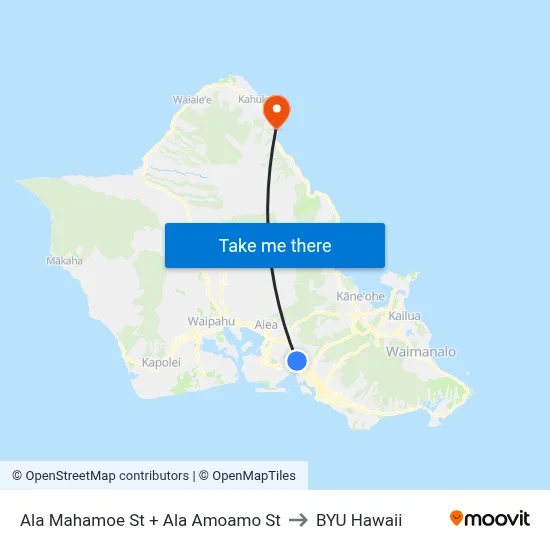 Ala Mahamoe St + Ala Amoamo St to BYU Hawaii map