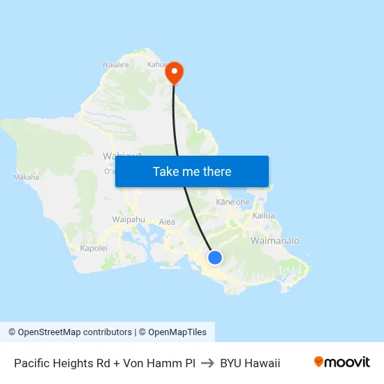 Pacific Heights Rd + Von Hamm Pl to BYU Hawaii map