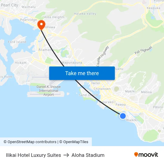 Ilikai Hotel Luxury Suites to Aloha Stadium map