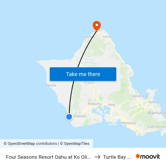 Four Seasons Resort Oahu at Ko Olina - Tesla to Turtle Bay Oahu map
