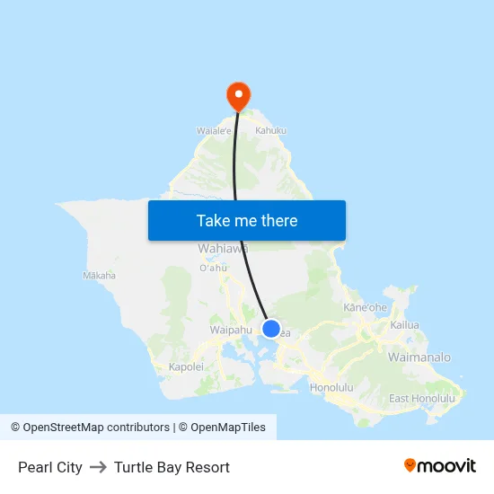 Pearl City to Turtle Bay Resort map