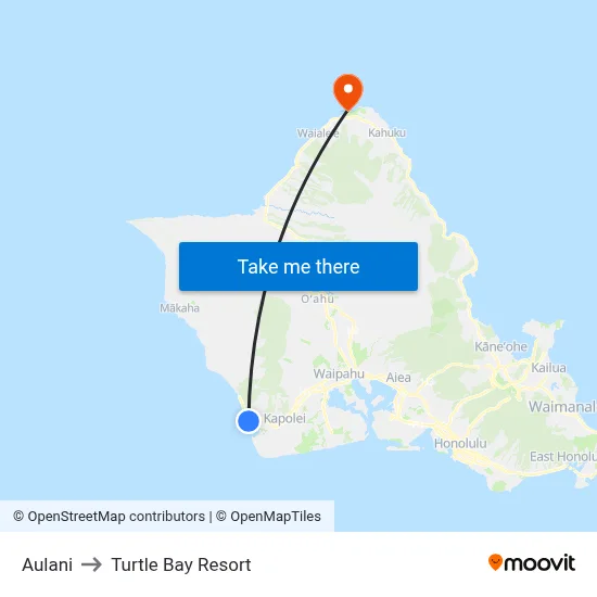 Aulani to Turtle Bay Resort map