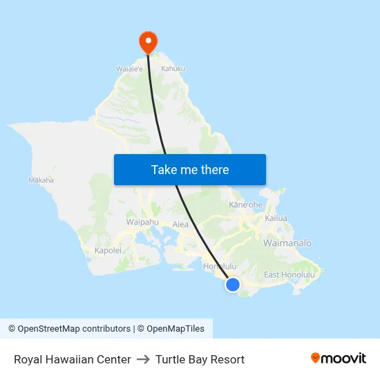 Royal Hawaiian Center to Turtle Bay Resort map