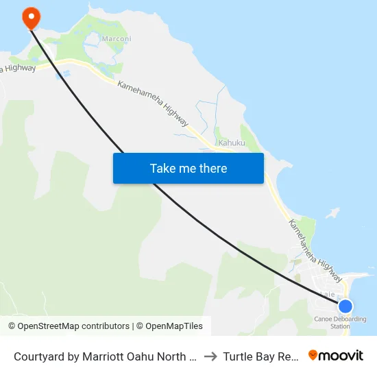 Courtyard by Marriott Oahu North Shore to Turtle Bay Resort map