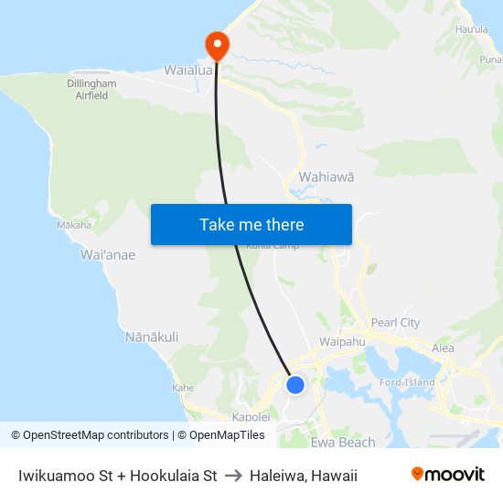 Iwikuamoo St + Hookulaia St to Haleiwa, Hawaii map