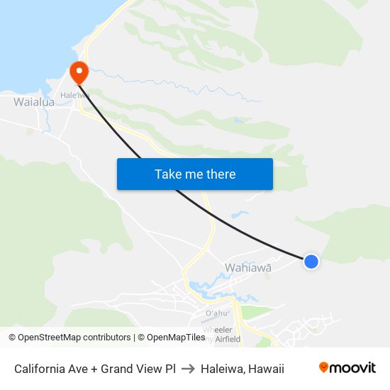 California Ave + Grand View Pl to Haleiwa, Hawaii map