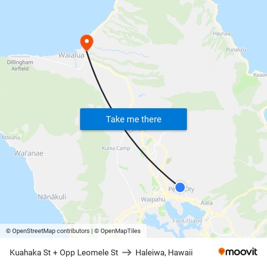 Kuahaka St + Opp Leomele St to Haleiwa, Hawaii map